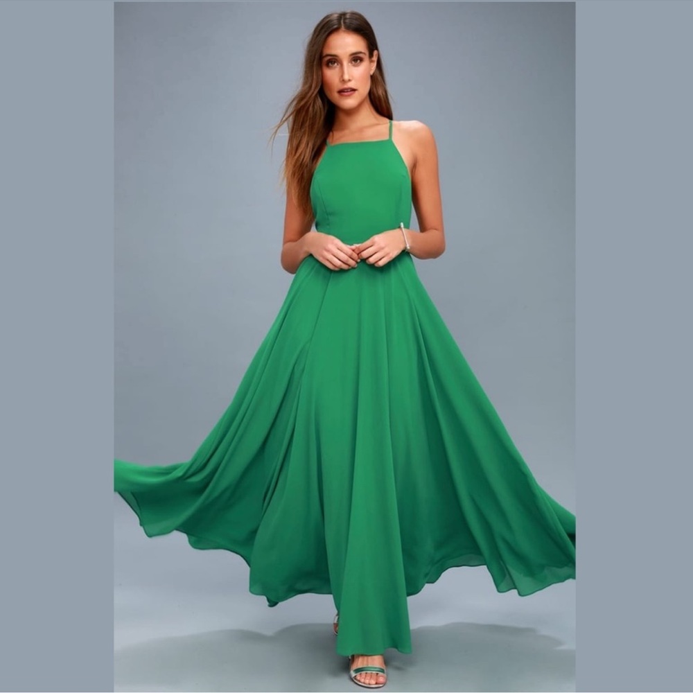 Lulu's Green Halter Maxi Sundress for Weddings